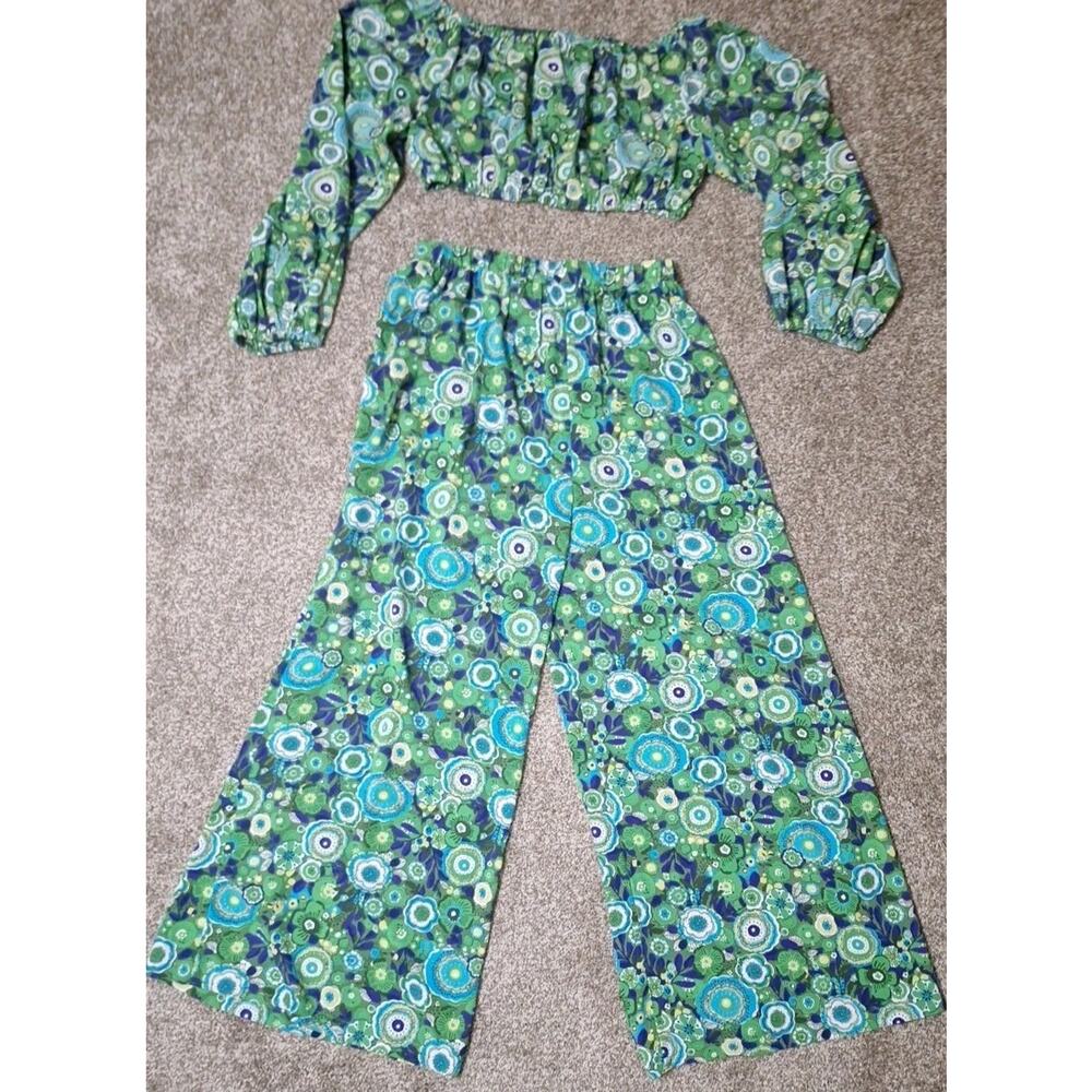 Traffic People Crop Top And Wide Leg Trouser Women Sz Med Floral Boho Beach - Picture 12 of 12